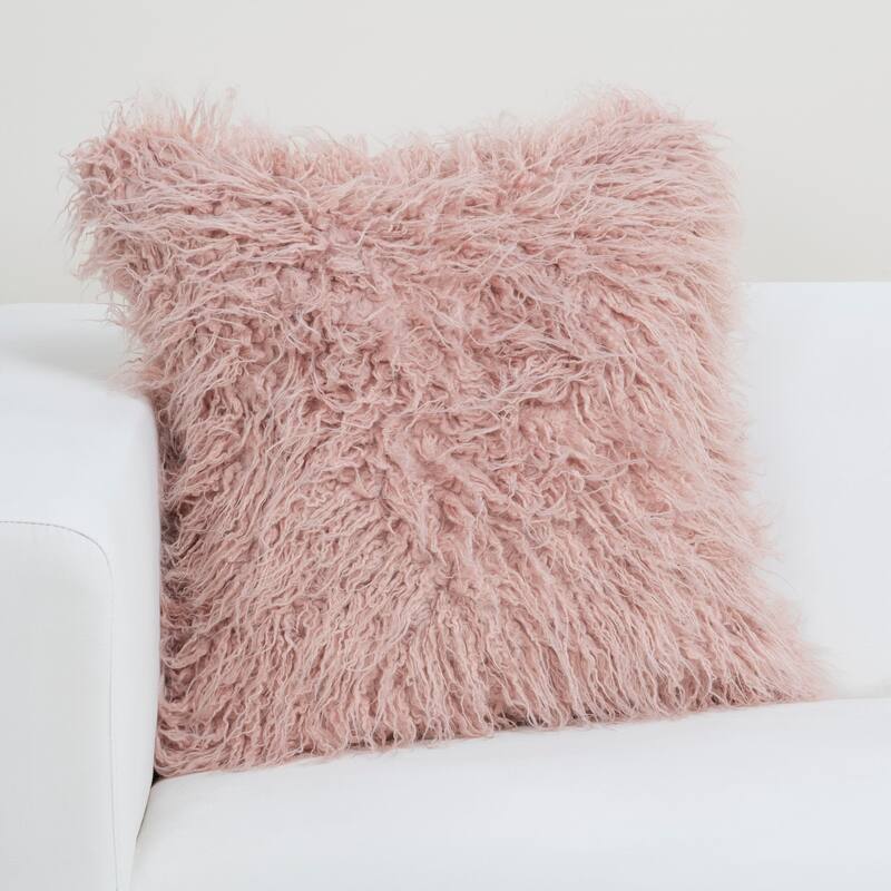 Siscovers Faux-Fur Designer Llama Throw Pillow - Rose Quartz - 16 x 16