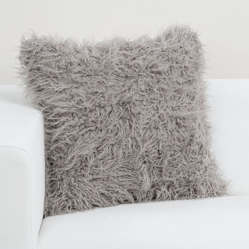 Siscovers Faux-Fur Designer Llama Throw Pillow - Smoky Quartz - 20 x 20