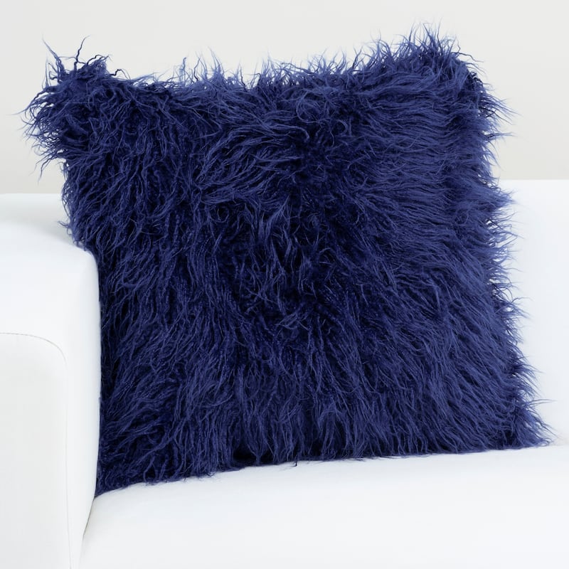 Siscovers Faux-Fur Designer Llama Throw Pillow - lapis - 16 x 16