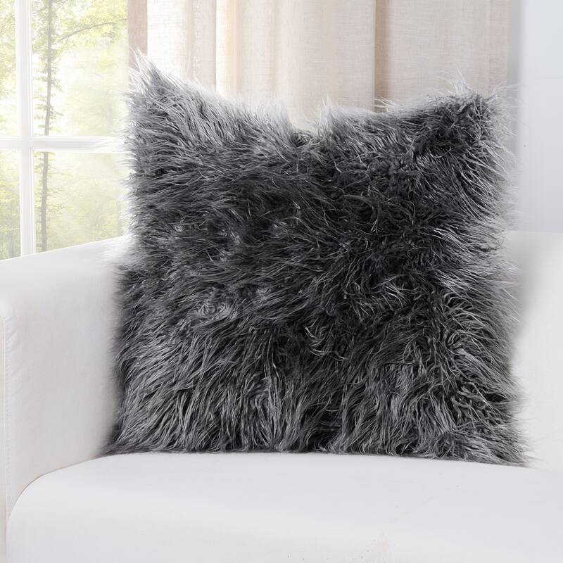Siscovers Llama Charcoal Faux Fur Throw Pillow