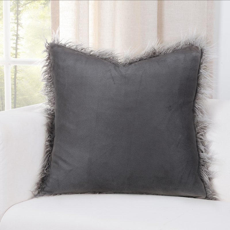 Siscovers Llama Charcoal Faux Fur Throw Pillow