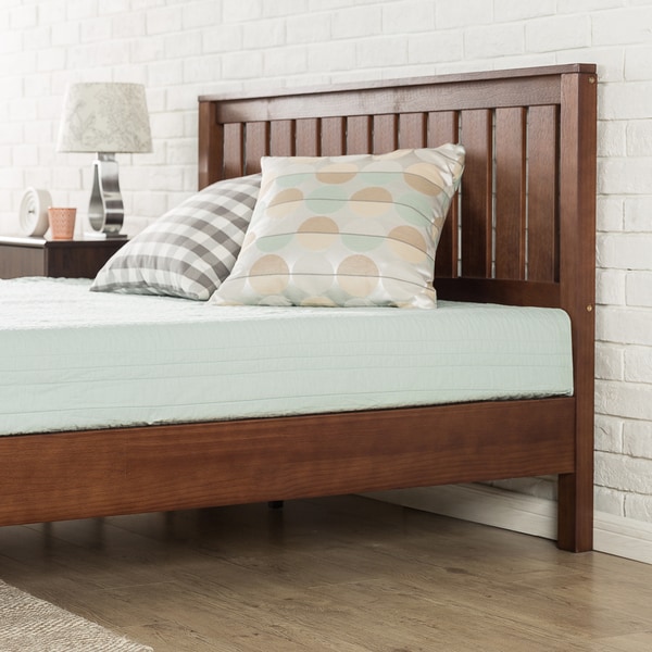 Priage by Zinus Antique Espresso Wood Platform Bed - On Sale
