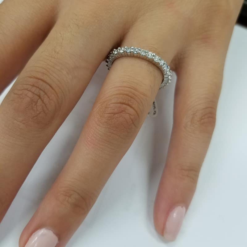 14k White Gold 1ct TDW Lab Grown Diamond Eco-friendly Eternity Stackable Wedding Band
