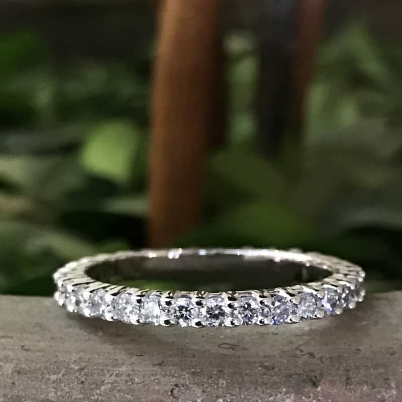 14k White Gold 1ct TDW Lab Grown Diamond Eco-friendly Eternity Stackable Wedding Band