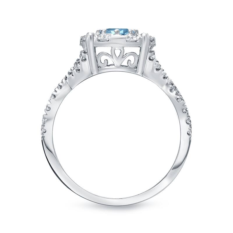 Auriya 1 1/5ctw Infinity Round Blue Halo Diamond Engagement Ring Set 14k Gold