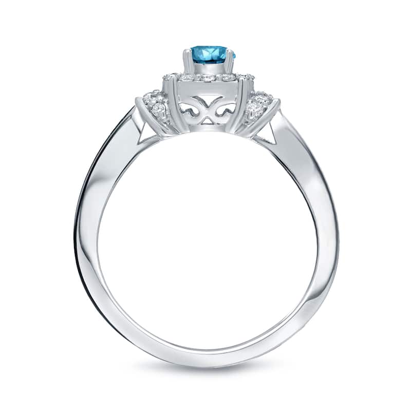 Auriya 1/2ctw Round Halo Blue Diamond Engagement Ring 14k Gold
