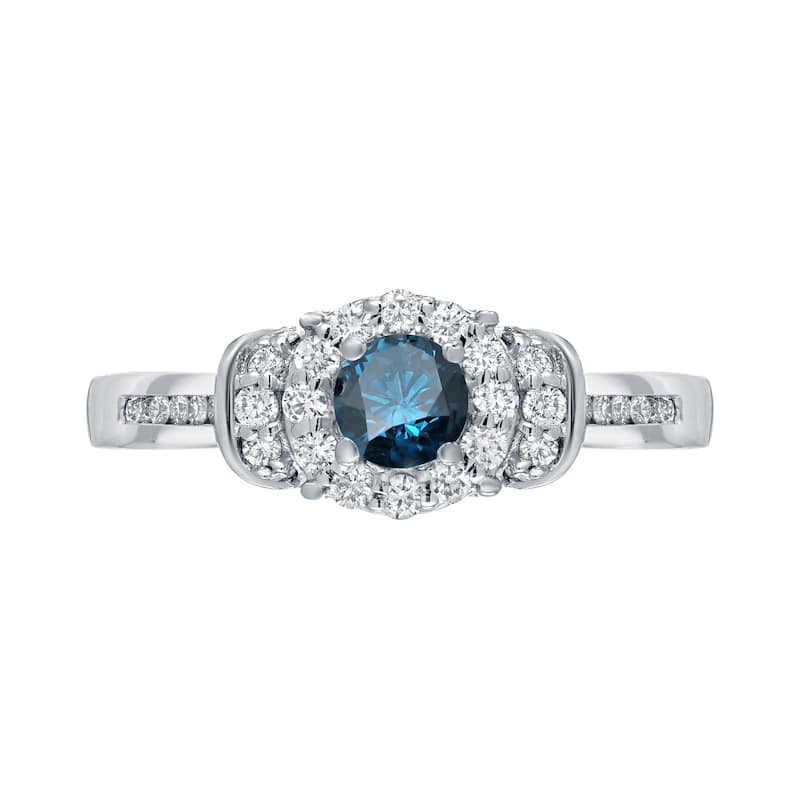 Auriya 1/2ctw Round Halo Blue Diamond Engagement Ring 14k Gold
