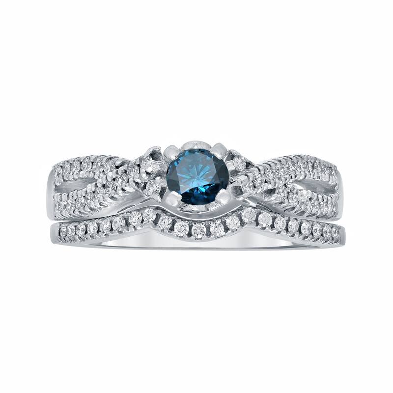 Auriya 1/2ctw Infinity Inspired Blue Diamond Engagement Ring Set 14k Gold
