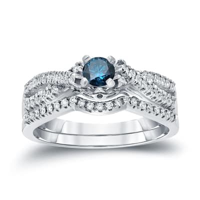 Auriya 1/2ctw Infinity Inspired Blue Diamond Engagement Ring Set 14k Gold
