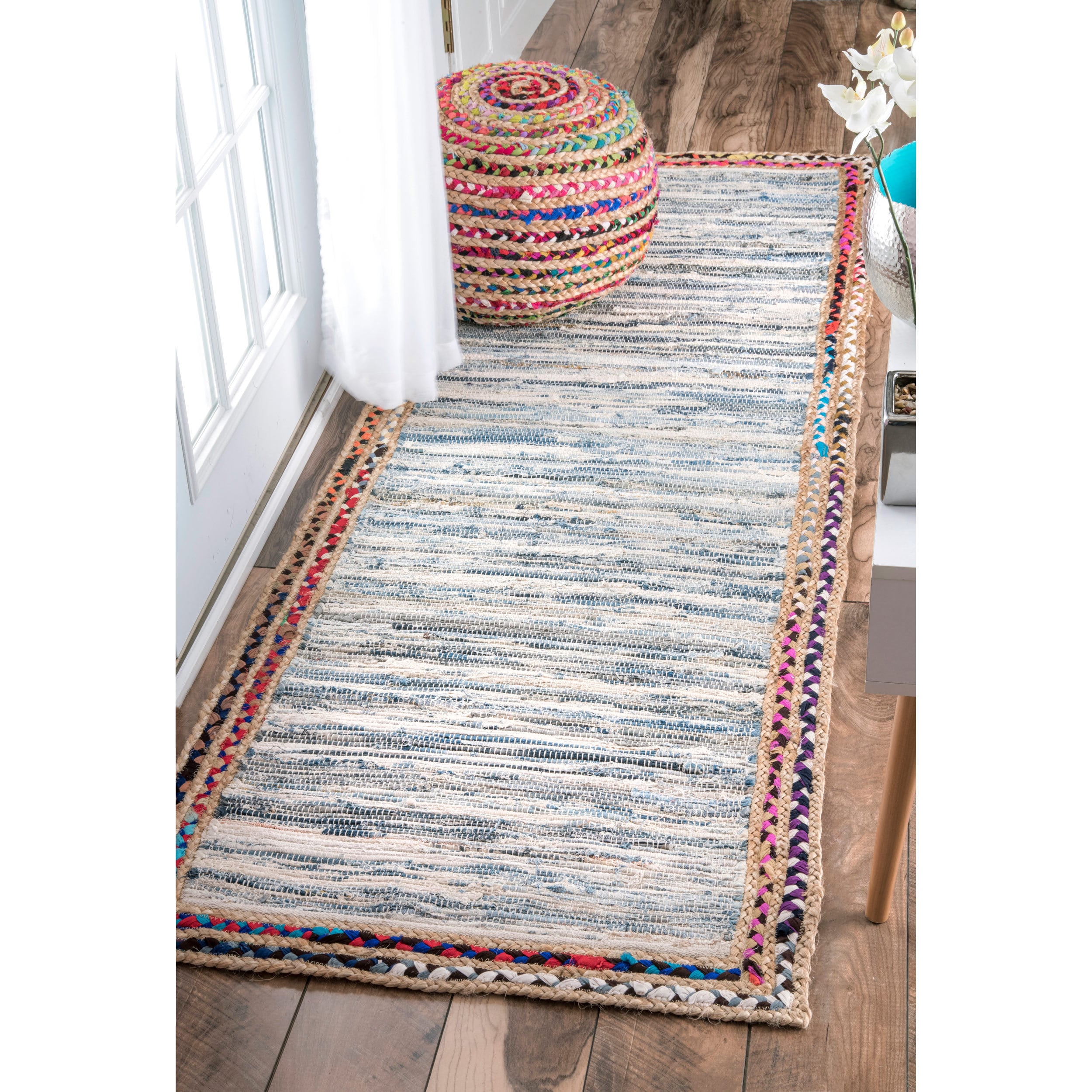 Nuloom Handmade Woven Striped Denim Rag Area Rug Nuloom Handmade Woven Striped Denim Rag Area Rug
