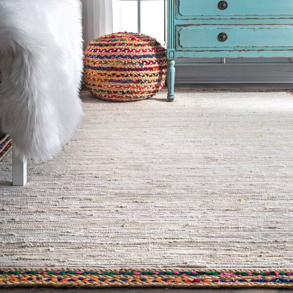 Nuloom Handmade Woven Striped Denim Rag Area Rug On Nuloom Handmade Woven Striped Denim Rag Area Rug On
