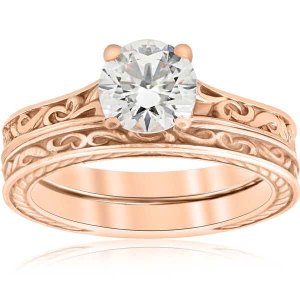 Shop 1ct Diamond Solitaire 14k Rose Gold Vintage ...