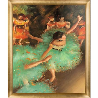 La Pastiche Edgar Degas 'The Green Dancer' Hand Painted Framed Oil Reproduction on Canvas