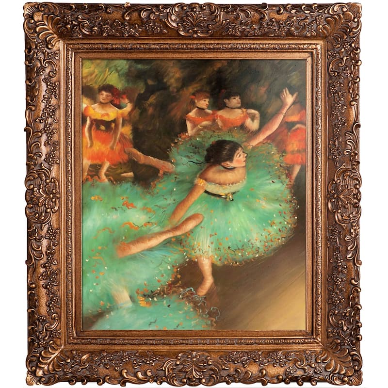 La Pastiche Edgar Degas 'The Green Dancer' Hand Painted Framed Oil Reproduction on Canvas