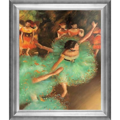 La Pastiche Edgar Degas 'The Green Dancer' Hand Painted Framed Oil Reproduction on Canvas