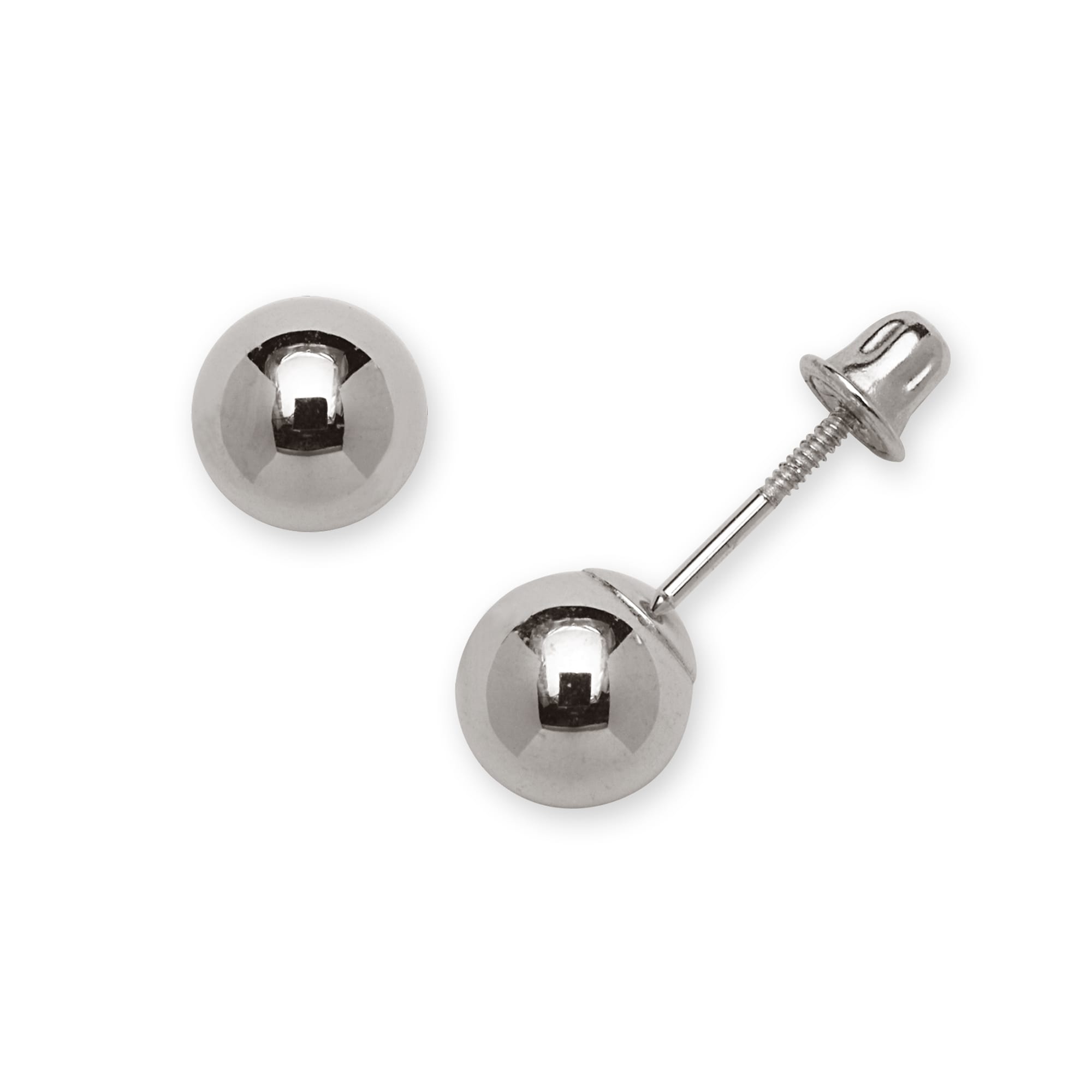 Sterling Silver Rhodium Plated 10mm Sparkle-Cut Half Ball Post Earrings 