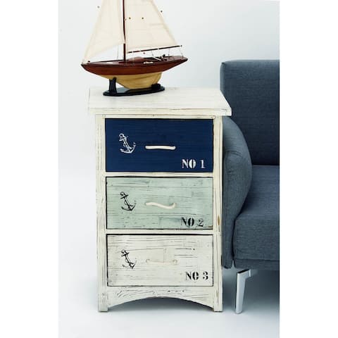 Malibu Coastal Grey Wood Chest Accent Table