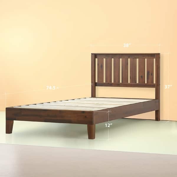 Priage by Zinus Antique Espresso Solid Wood Platform Bed