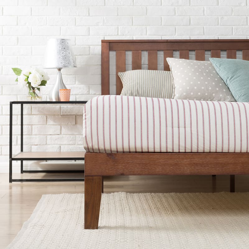Priage by Zinus Antique Espresso Solid Wood Platform Bed