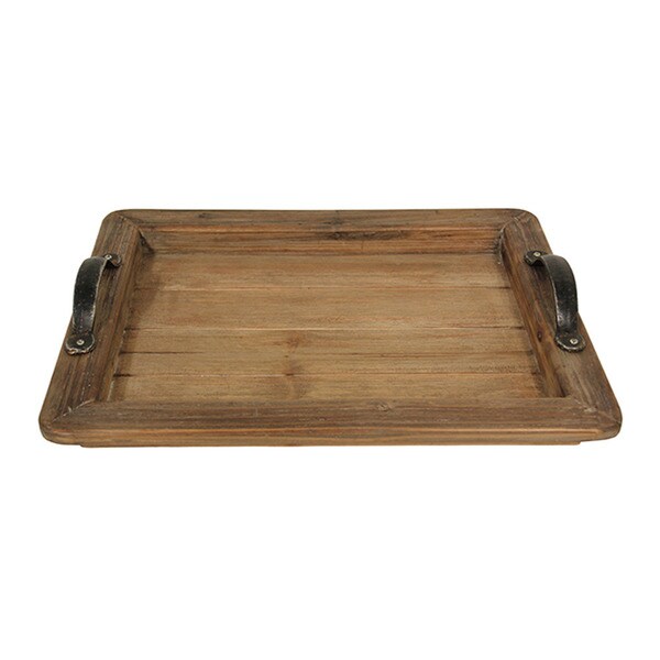 Cheung's Wood Tray with Metal Handles