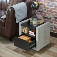 Carbon Loft Pelton Modern Industrial Concrete-like End Table