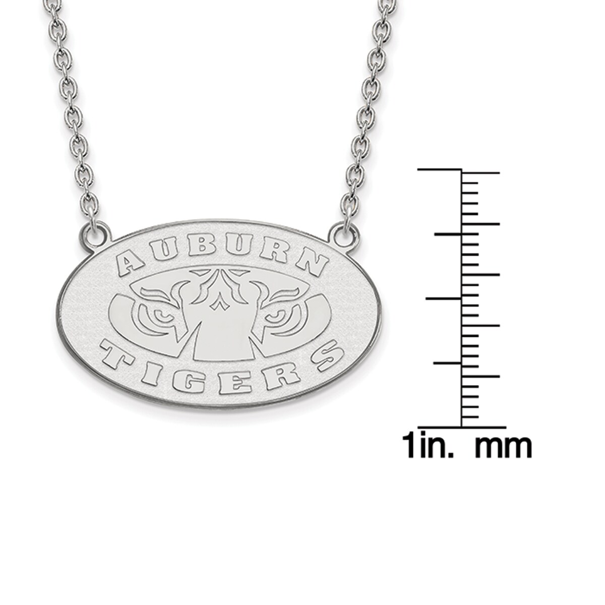 925 Sterling Silver Rhodium-plated Laser-cut Auburn University Large Pendant