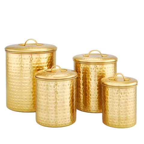 Décor Champagne Hammered Storage Canister Set