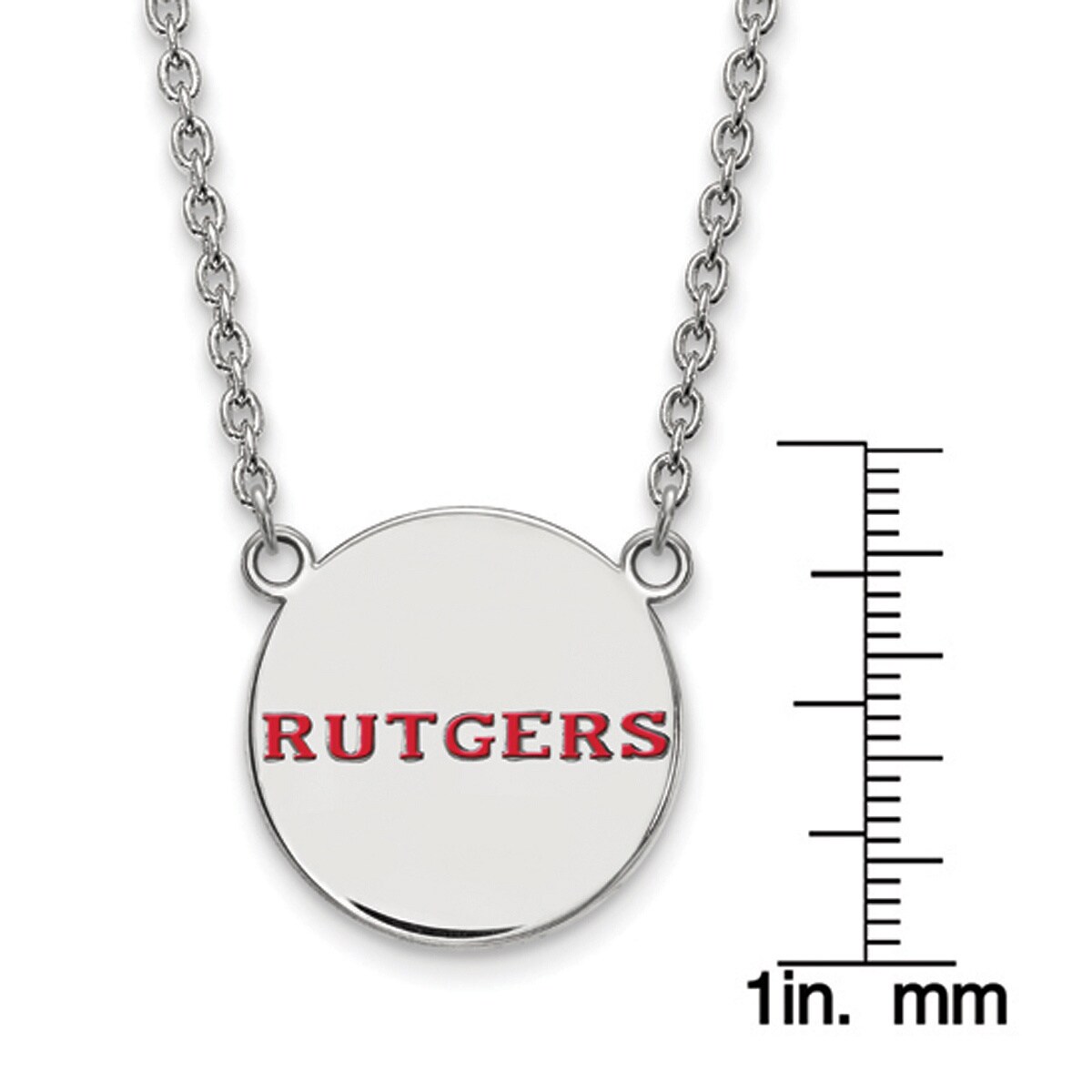 925 Sterling Silver Rhodium-plated Laser-cut Rutgers University Large Disc Pendant 925 Sterling Silver Rhodium-plated Laser-cut Rutgers University Large Disc Pendant
