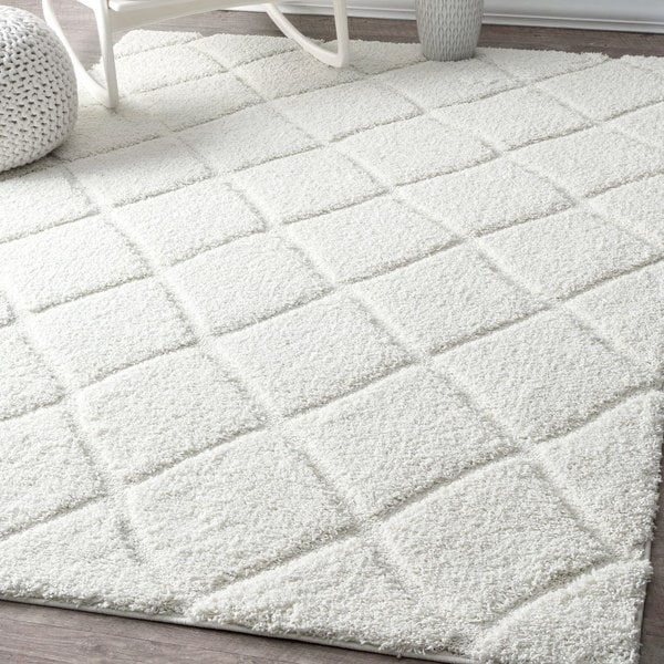 Nuloom Soft And Plush Moroccan Trellis White Rug 6 7 X 9 Nuloom Soft And Plush Moroccan Trellis White Rug 6 X27 7 X