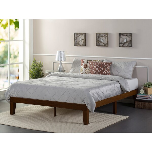 Priage Deluxe Antique Espresso Solid Wood Platform Bed