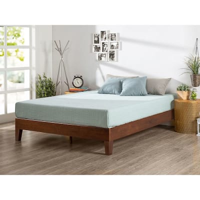Priage by Zinus Deluxe Antique Espresso Solid Wood Platform Bed
