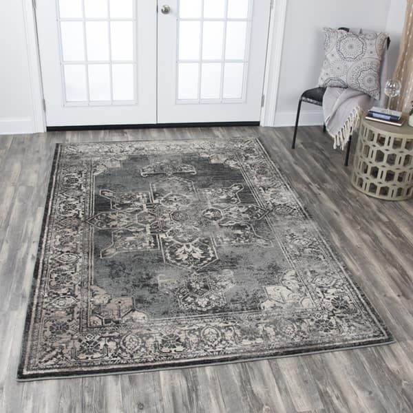 Alora Decor Swagger Persian-style Medallion Rug - Dark Grey 2'3" x 7'7" Runner