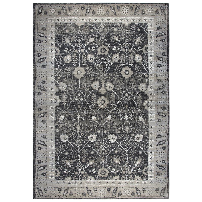Alora Decor Swagger Beige, Ivory, Grey, and Black Persian-style Floral Rug