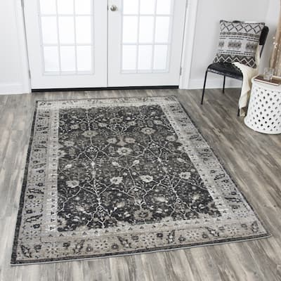 Alora Decor Swagger Beige, Ivory, Grey, and Black Persian-style Floral Rug