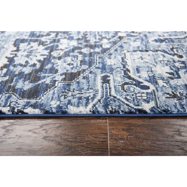 Alora Decor Swagger Ivory, Blue, and Black Persian-style Medallion Rug
