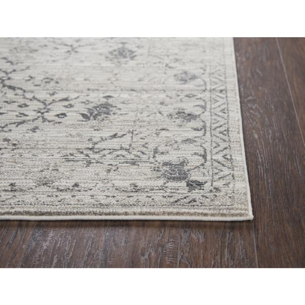 Swagger Collection Grey Distress Medallion Rug