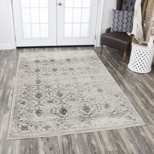 Swagger Collection Grey Distress Medallion Rug