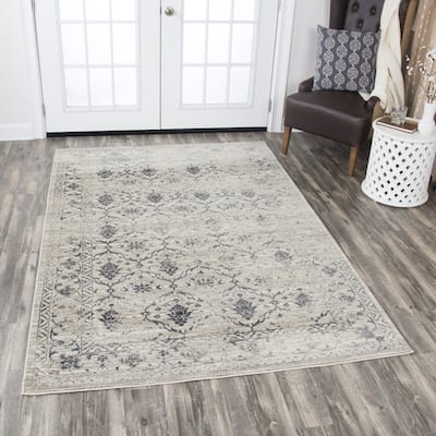 Swagger Collection Grey Distress Medallion Rug