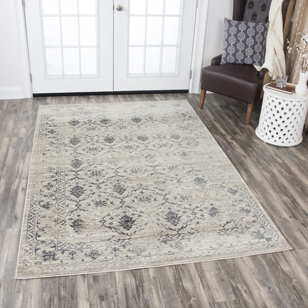 Swagger Collection Grey Distress Medallion Rug