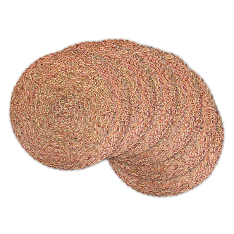 Round Variegated Multicolored Indoor/Outdoor Woven Placemats (Set of 6)