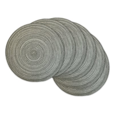 Grey Plastic Round Variegated Placemats (Pack of 6)