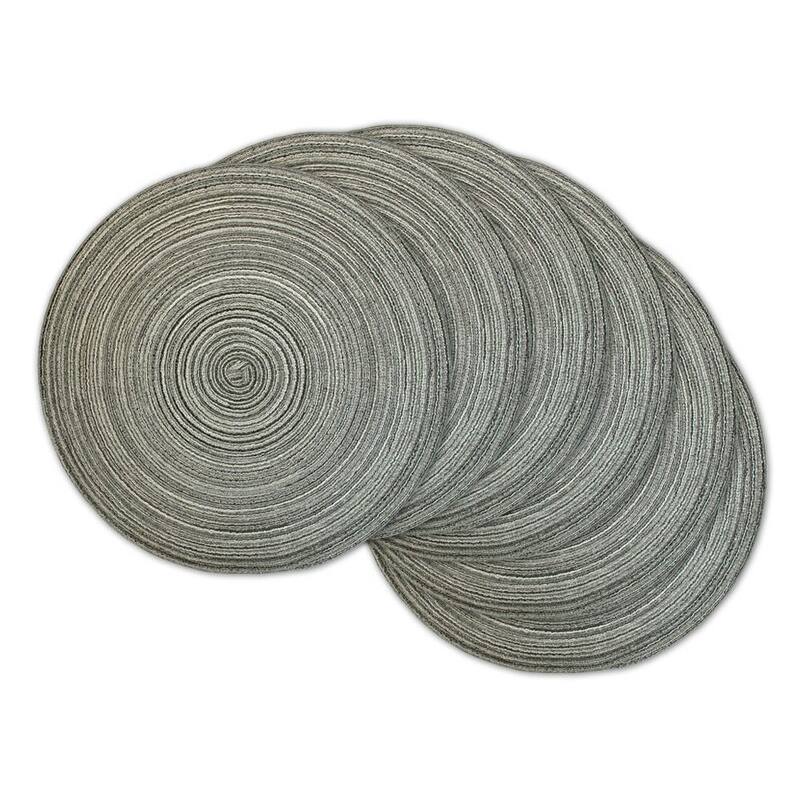 Grey Plastic Round Variegated Placemats (Pack of 6)