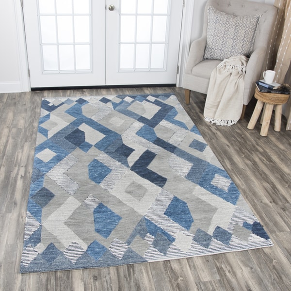 Rizzy Home Hand-tufted Idyllic Natural Wool Geometric Area Rug (10' x 13') - 10' x 13'
