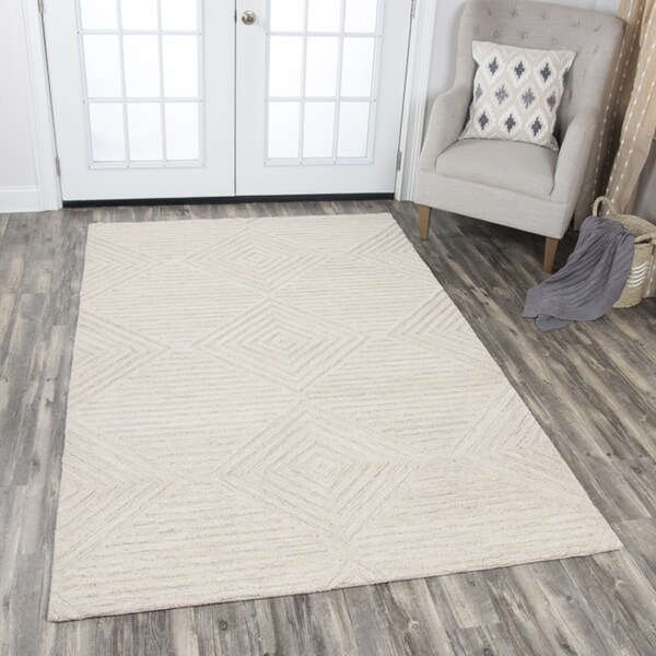 Rizzy Home Hand-tufted Idyllic Natural Wool Solid Area Rug - 10' x 13'