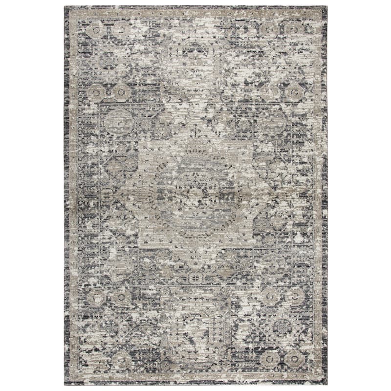 Alora Decor Swagger Beige, Cream, Grey, and Black Persian-style Medallion Rug