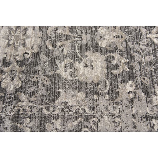 Swagger Collection Gray Floral Distress Rug