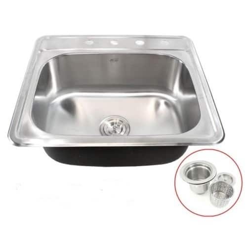 25-Inch Stainless Steel Top Mount Drop In Single Bowl Kitchen / Bar/ Island Sink - 18 Gauge