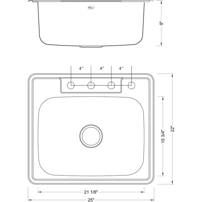 25-Inch Stainless Steel Top Mount Drop In Single Bowl Kitchen / Bar/ Island Sink - 18 Gauge