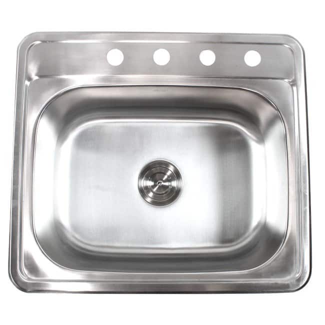 25-Inch Stainless Steel Top Mount Drop In Single Bowl Kitchen / Bar/ Island Sink - 18 Gauge