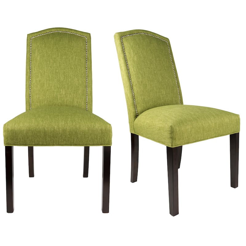 Camel Back Upholstered Fabric Dining Chair (set of 2) - 21 inches w. x 26 inches d. x 42 inches h - Green - Dining Chairs